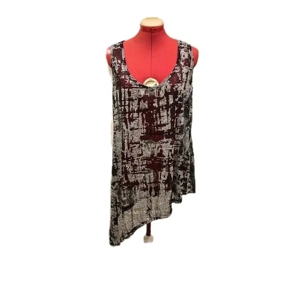torrid Tops - Torrid, Size 1X, Asymmetrical Gray Burnout Sleeveless Top